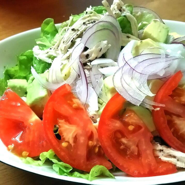 鶏むねバジルの♪野菜サラダ